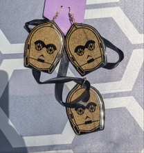 Load image into Gallery viewer, Star Wars C3PO necklace &amp; matching earrings
